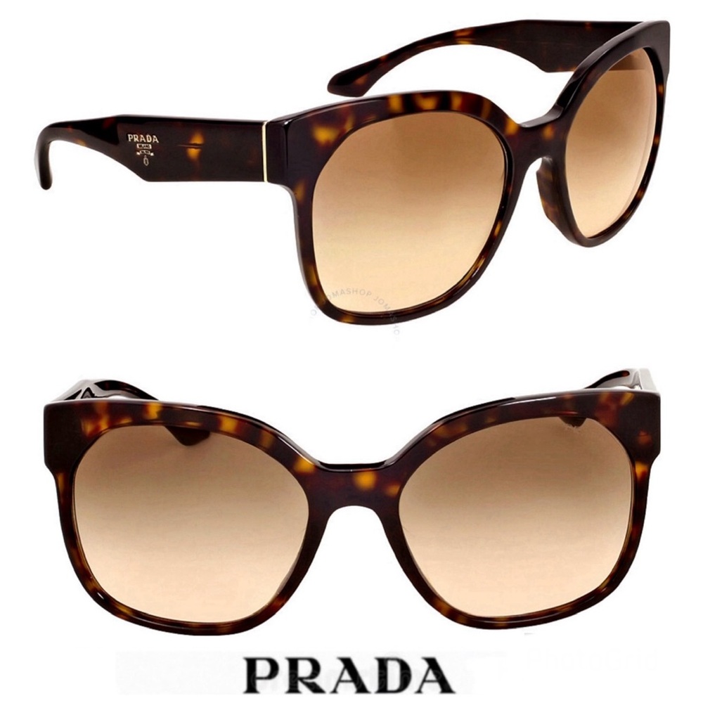 PRADA PR 10RSF-2AU3D0-57 Brown Gradient Lenses Cat Eye Havana Frame Sunglasses
